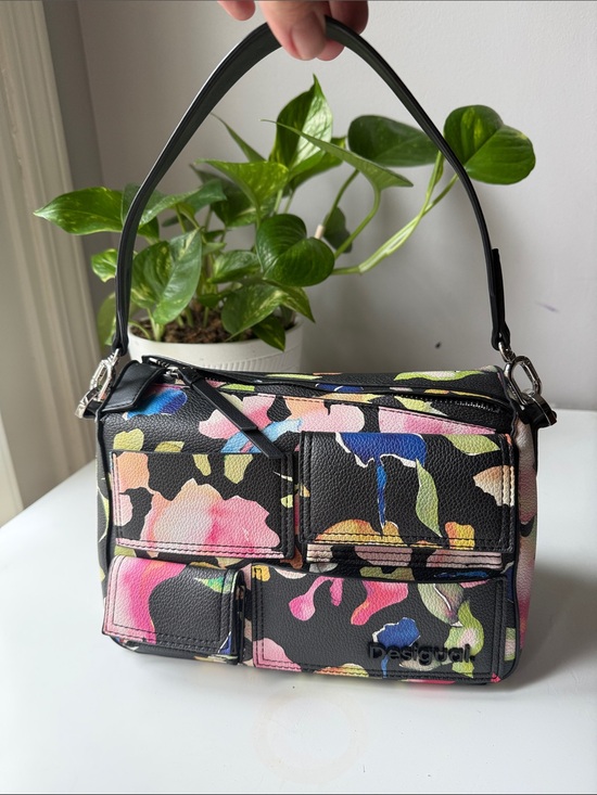 Desigual Handbags - Desigual Black Multicolor Floral Patchwork Shoulder Bag